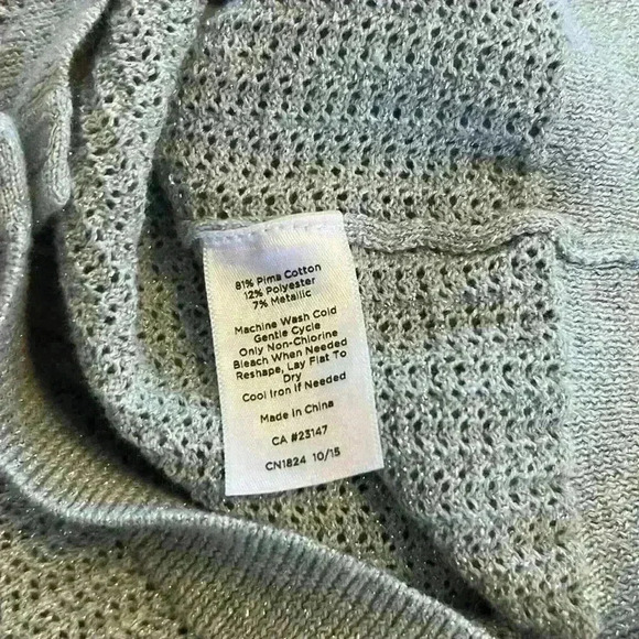 Talbots Gray/Silver Cardigan Sweater Pima Cotton Women’s Size XL - Picture 7 of 8